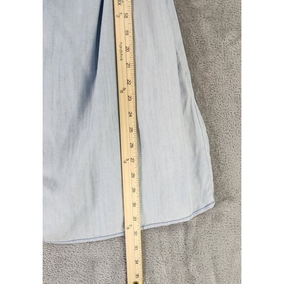 Sneak Peak Dress Womens Small Light Blue Chambray Off the Shoulder Casual Mini - Picture 5 of 11